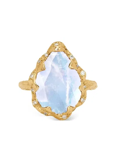 Logan Hollowell 14kt Gold Moonstone Diamond Ring In Gold