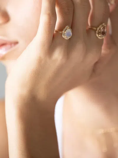 Logan Hollowell 14kt Gold Moonstone Diamond Ring In Gold
