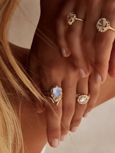 Logan Hollowell 14kt Gold Moonstone Diamond Ring In Gold