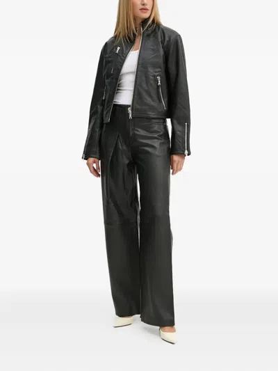 Won Hundred Zip-up Leather Jacket In Black