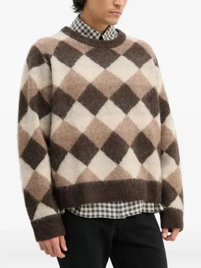 Won Hundred Argyle-pattern Crew-neck Sweater In Multi