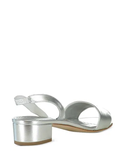 Manolo Blahnik 40mm Patopia Sandals In Silver