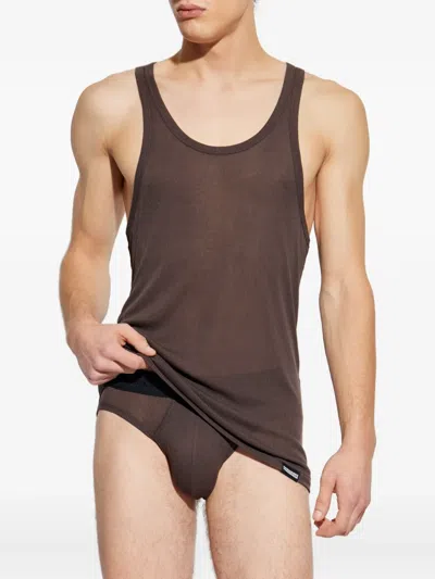 Dsquared2 Ribbed Tank Top In Brown