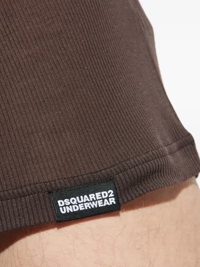Dsquared2 Ribbed Tank Top In Brown
