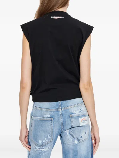 Dsquared2 X Vaquera Fringed Graphic-print Cotton T-shirt In Black