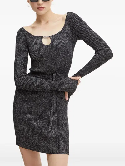 Versace Jeans Couture Keyhole Tie Mini Dress In Black