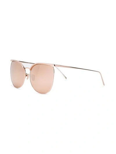 Shop Linda Farrow Oversized Shaped Sunglasses In Metallic