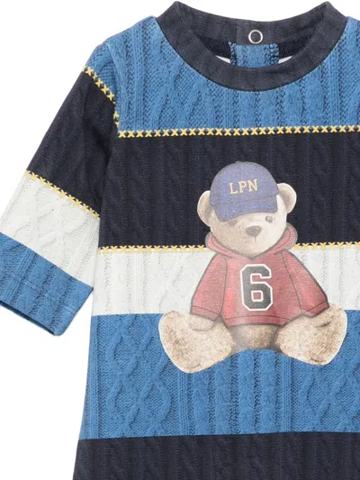 Lapin House Cable-knit Teddy-print Pyjamas In Blue