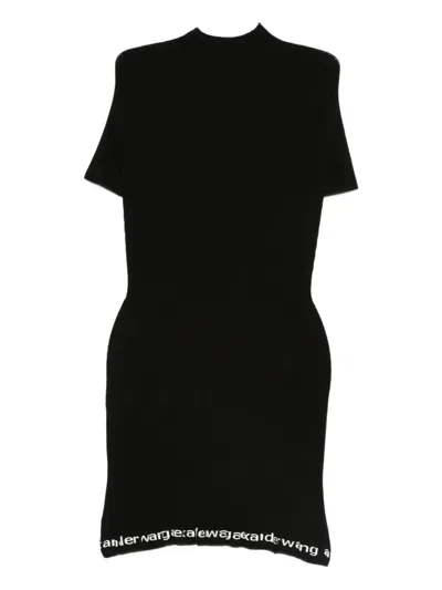 Alexander Wang Ribbed Short-sleeve Fitted Dress Clothing In Black