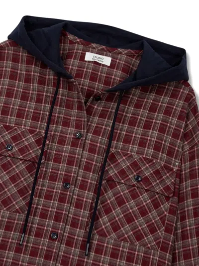 Studio Tomboy Check-pattern Hooded Shirt In Multi