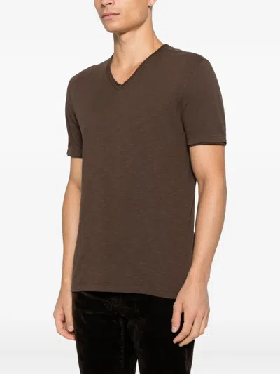 John Varvatos Miles V-neck T-shirt In Brown