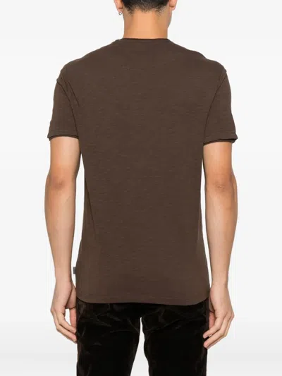 John Varvatos Miles V-neck T-shirt In Brown