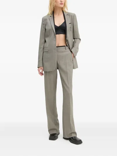 The Kooples Single-breasted Logo-appliqué Blazer In Gray