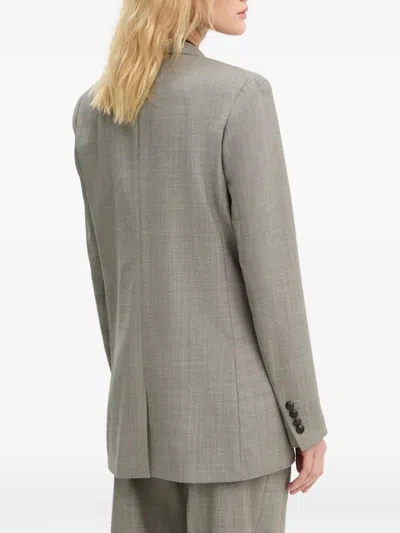 The Kooples Single-breasted Logo-appliqué Blazer In Gray