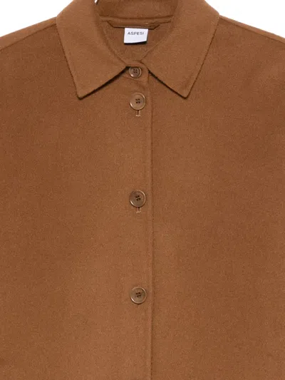 Aspesi Button-fastening Jacket In Brown