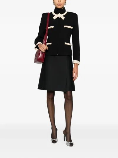 Valentino Garavani Short Wool Tweed Jacket With Bows In Black