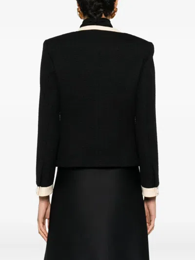 Valentino Garavani Short Wool Tweed Jacket With Bows In Black