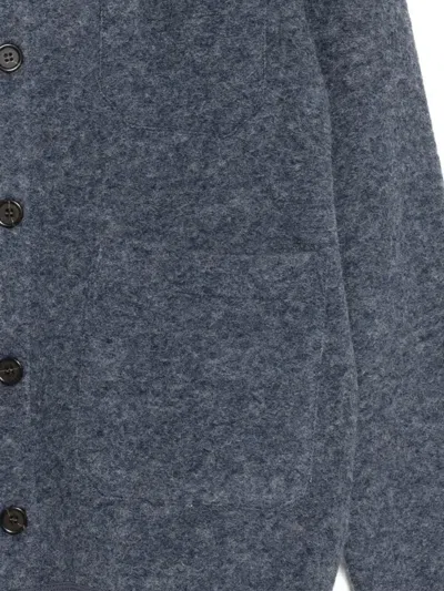 Universal Works V-neck Cardigan In Blue