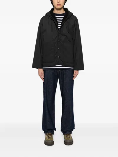 Universal Works Reversible Hooded Jacket In Black