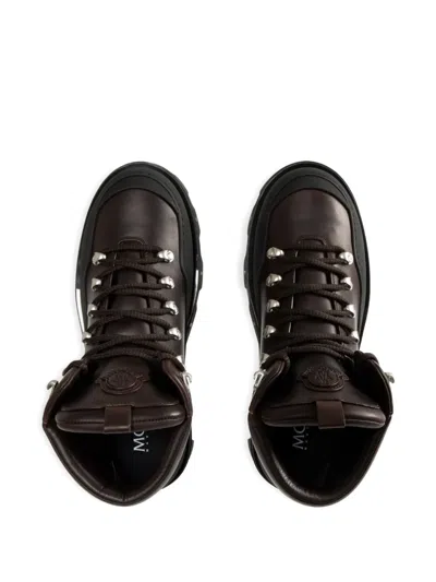 Moncler Grenoble Peak Trek Leather Hiking Boots In Brown