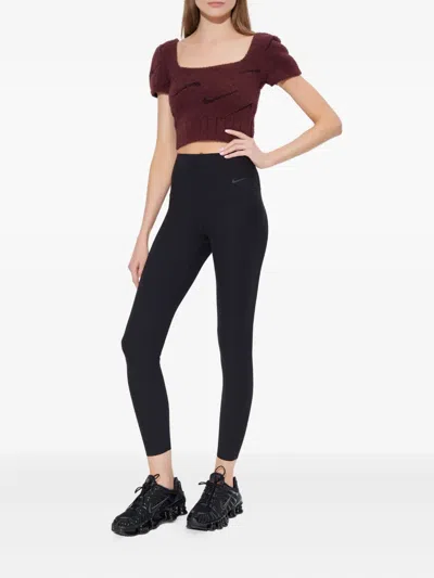 Nike Phoenix Bouclé Square-neck Top In Red