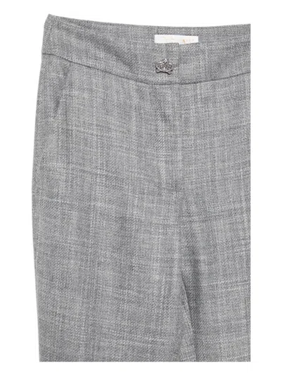 Genny Mélange-effect Trousers In Gray