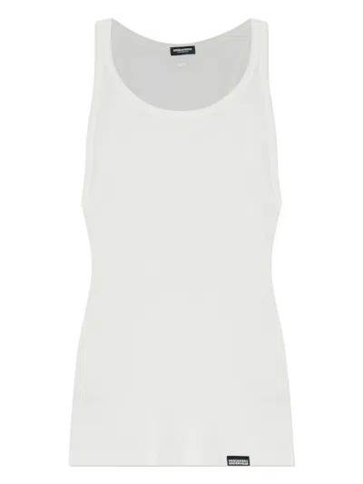 Dsquared2 Ribbed Tank Top In White