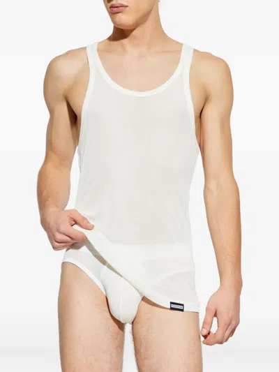 Dsquared2 Ribbed Tank Top In White