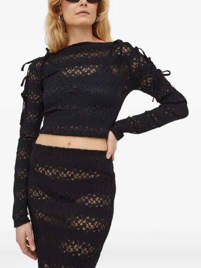 Won Hundred Tie-detail Top In Black