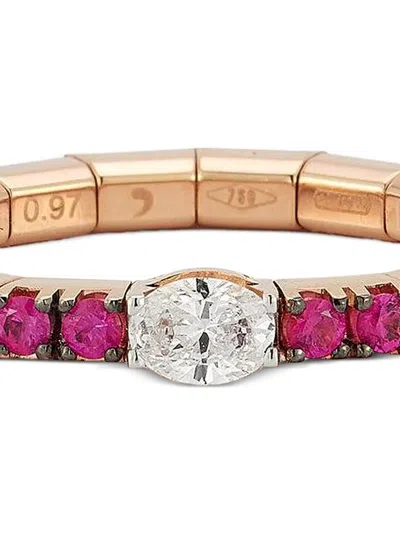 Roberto Demeglio Diamond Ruby Extensible Stretch Ring In Pink