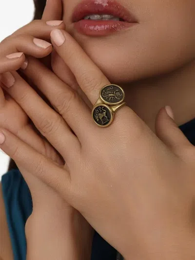 Sylva & Cie 18k Yellow Gold Scorpio Zodiac Signet Ring In Multi