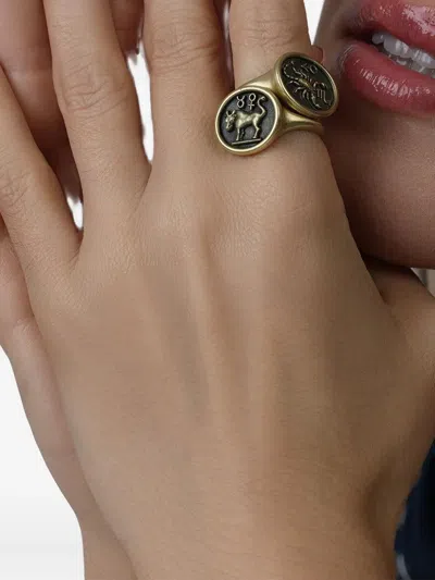 Sylva & Cie 18k Yellow Gold Scorpio Zodiac Signet Ring In Multi