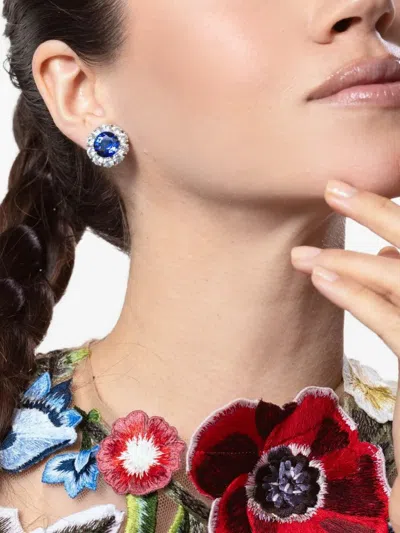 Fantasia By Deserio Round Blue Surrounding Stud Earrings In Multi
