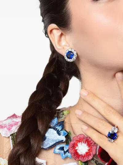 Fantasia By Deserio Round Blue Surrounding Stud Earrings In Multi