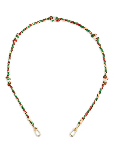 Marie Lichtenberg 14k Yellow Gold Mauli Rasta Necklace In Green