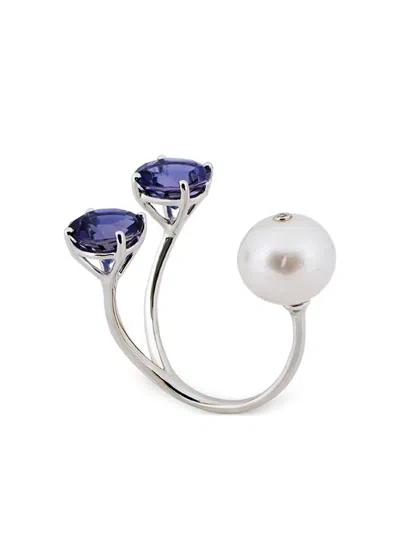 Stéfère 18k White Gold Torri Multi-stone Ring In Metallic