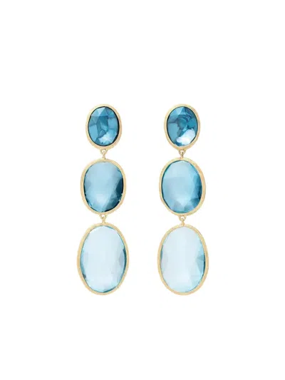 Marco Bicego 18k Yellow Gold Lunaria Topaz Earrings In Blue