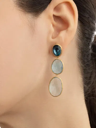 Marco Bicego 18k Yellow Gold Lunaria Topaz Earrings In Blue