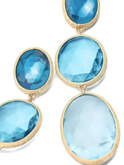 Marco Bicego 18k Yellow Gold Lunaria Topaz Earrings In Blue