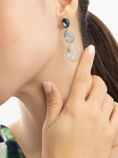 Marco Bicego 18k Yellow Gold Lunaria Topaz Earrings In Blue
