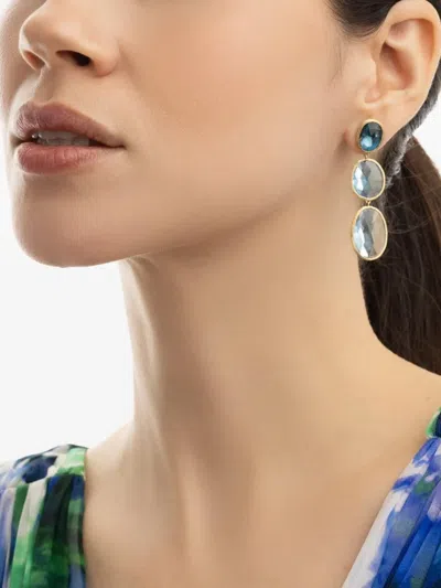 Marco Bicego 18k Yellow Gold Lunaria Topaz Earrings In Blue