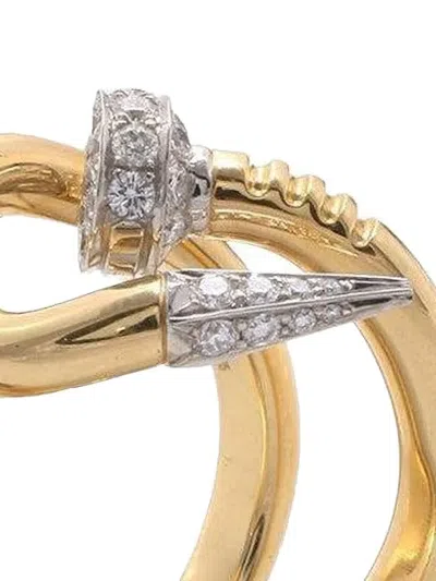 David Webb 18k Yellow Gold Bent Nail Diamond Ring In Gold