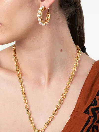 Bounkit Jewelry 14k Yellow Gold Akoya Pearl Hoop Earrings In Brown