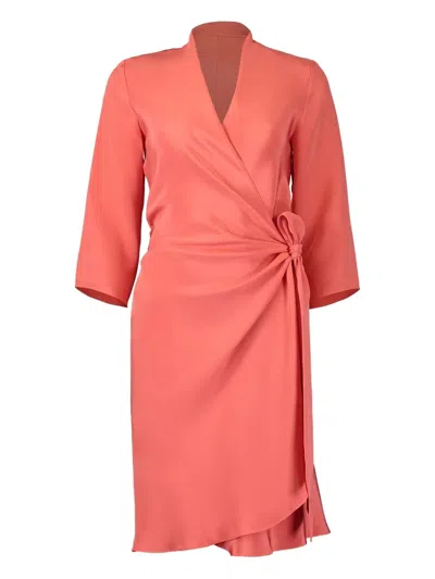 Peter Cohen Tied-front Wrap Dress In Orange
