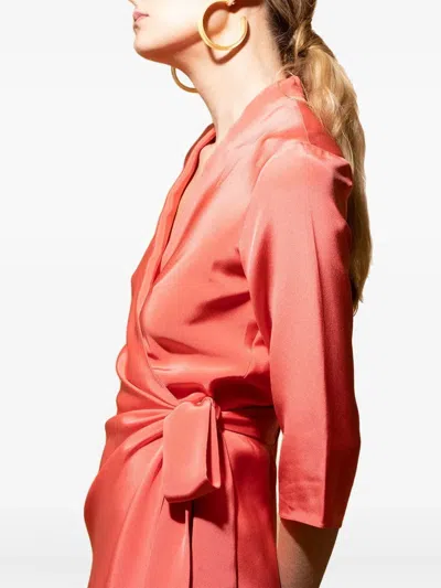Peter Cohen Tied-front Wrap Dress In Orange