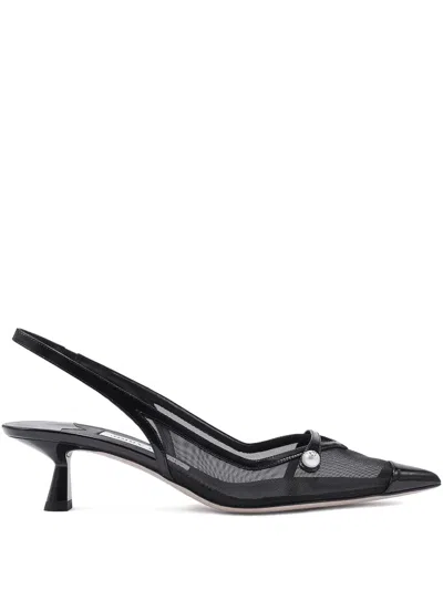 Jimmy Choo 45mm Slingback Mesh Pumps In Black