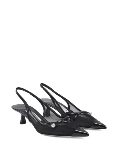 Jimmy Choo 45mm Slingback Mesh Pumps In Black