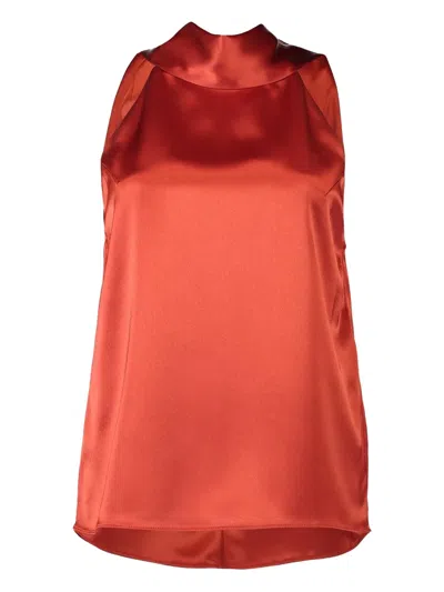 Galvan Halter-neck Bow-detail Blouse In Red