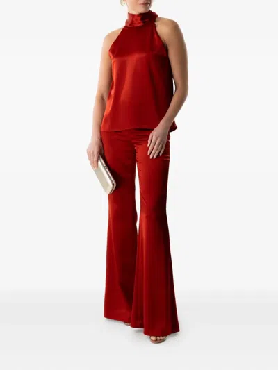 Galvan Halter-neck Bow-detail Blouse In Red