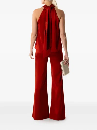 Galvan Halter-neck Bow-detail Blouse In Red